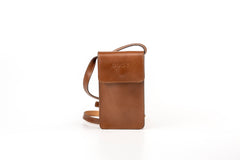 Leather Phone Holder Silicon Valley Collection Brown