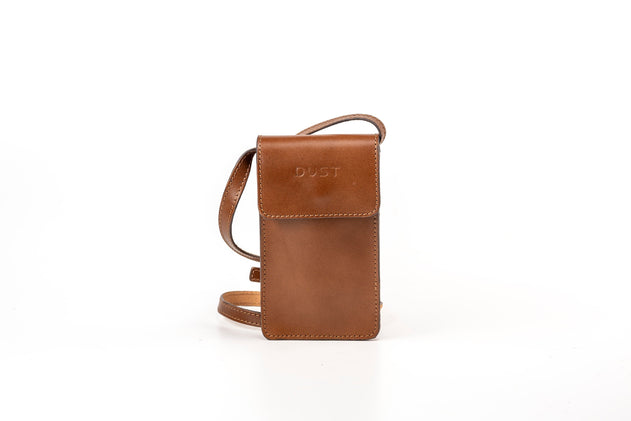 Leather Phone Holder Silicon Valley Collection Brown