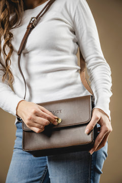 Leather Crossbody Santa Fe Collection Dark Brown