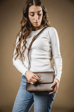 Leather Crossbody Santa Fe Collection Dark Brown