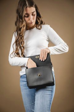 Leather Crossbody Santa Fe Collection Black