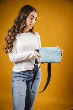 Leather Crossbody Sausalito Collection Light Blue