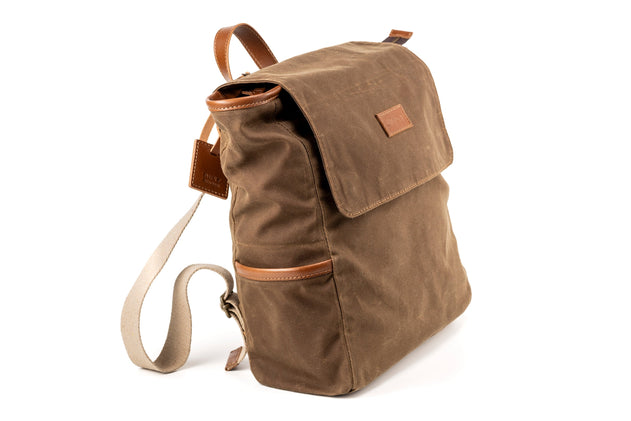 Waxed Cotton Square Backpack Brown