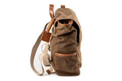 Waxed Cotton Square Backpack Brown