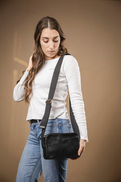 Leather Crossbody Sausalito Collection Black