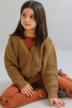 Kid's Giova Short Cardigan Brown