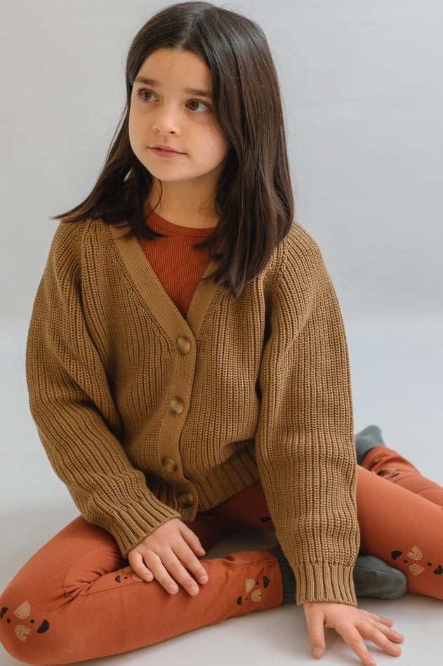 Kid's Giova Short Cardigan Brown
