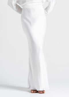 Halo Satin Maxi Skirt White