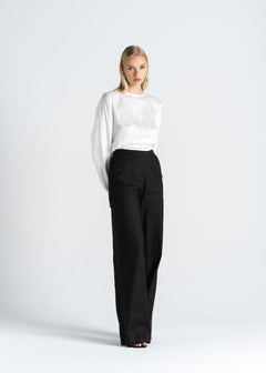 Halo Long Sleeve Satin Blouse White