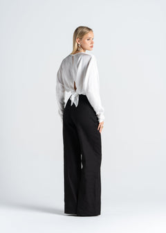 Halo Long Sleeve Satin Blouse White