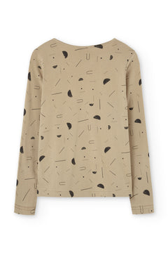 Gina Long Sleeved Crossover Top Sidereal Rain Beige