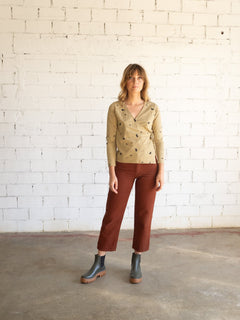 Gina Long Sleeved Crossover Top Sidereal Rain Beige