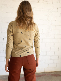 Gina Long Sleeved Crossover Top Sidereal Rain Beige