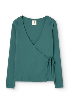 Gina Long Sleeved Crossover Top Sky Blue