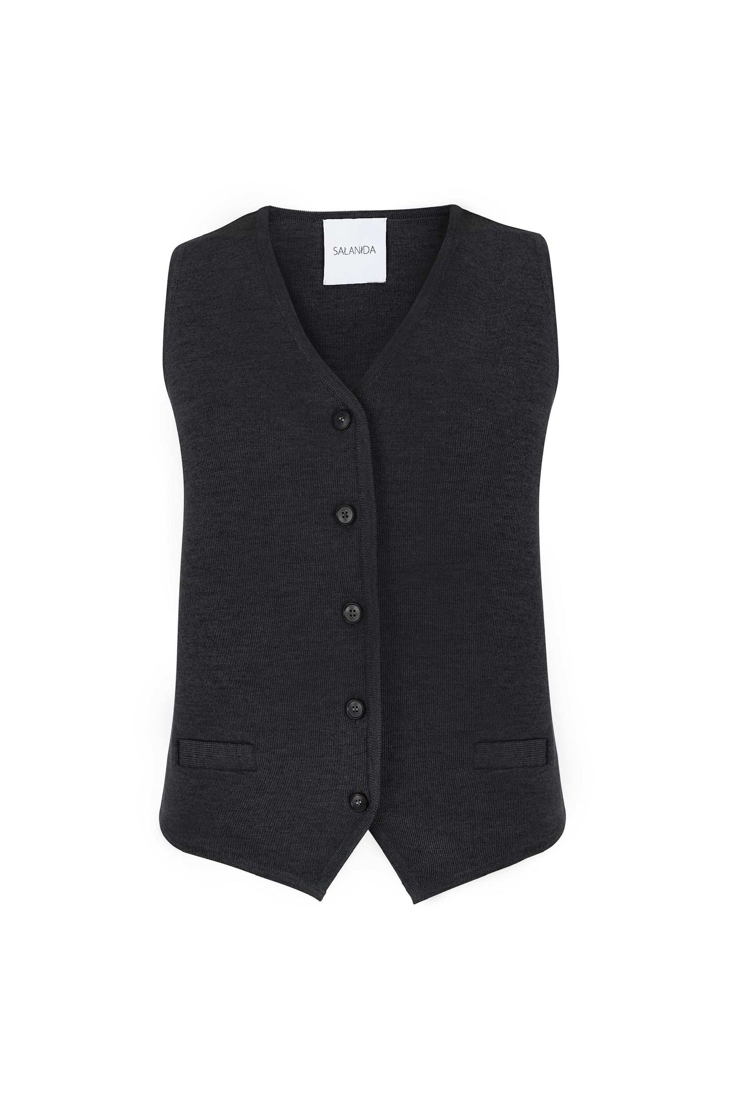 Galante Knitted Merino Waistcoat Black