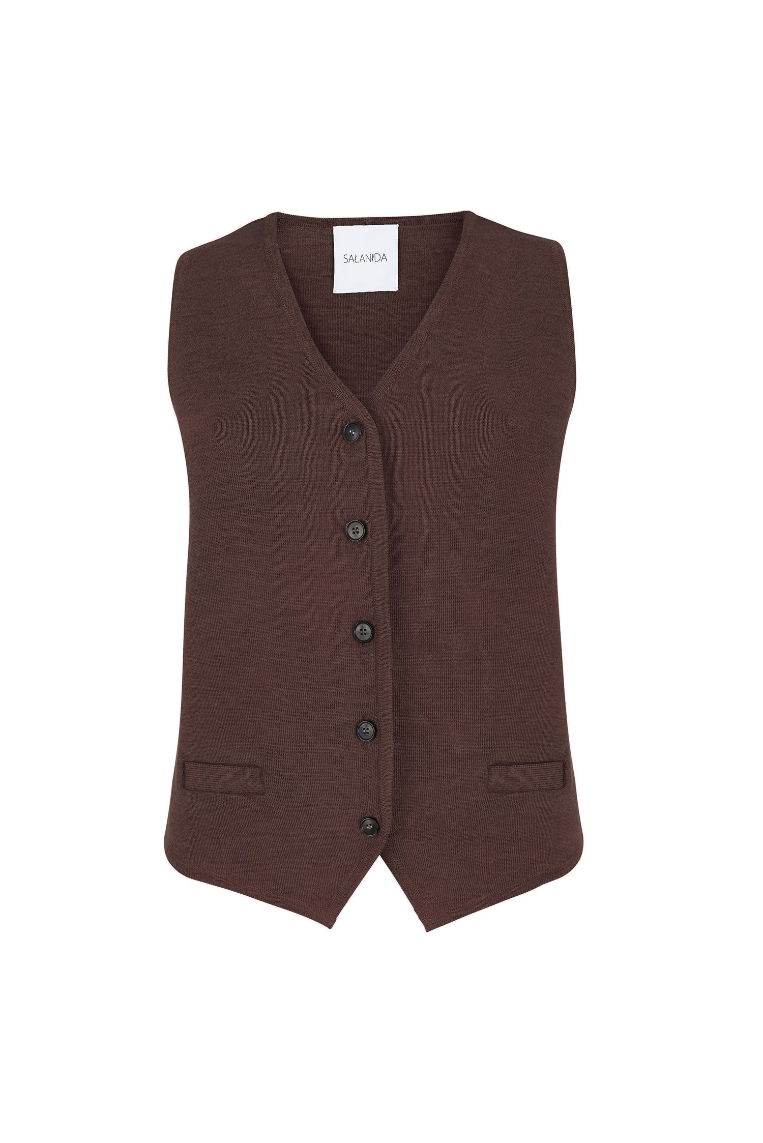 Galante Knitted Merino Waistcoat Chocolate