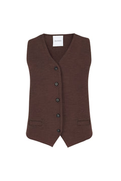 Galante Knitted Merino Waistcoat Chocolate