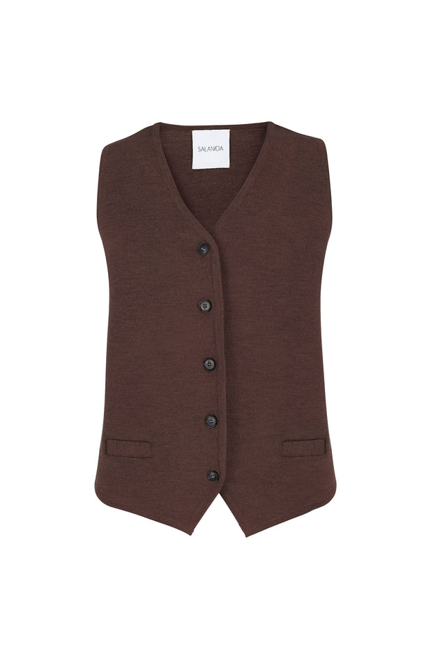 Galante Knitted Merino Waistcoat Chocolate