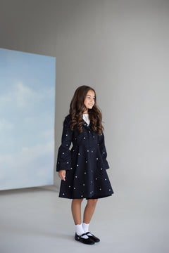 Black Coat for Girls with Polka Dots