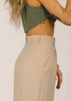 Ribbed Tank Top Beige