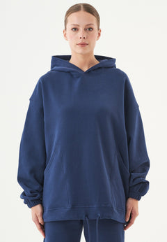 Hande Soft Touch Oversize Organic Cotton Hoodie Navy