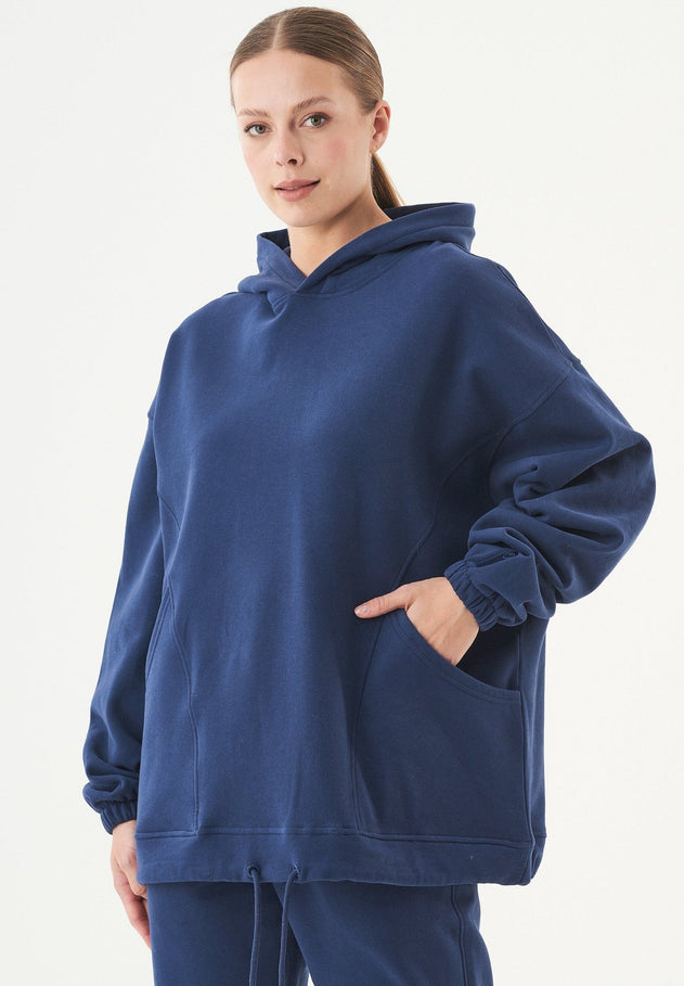 Hande Soft Touch Oversize Organic Cotton Hoodie Navy