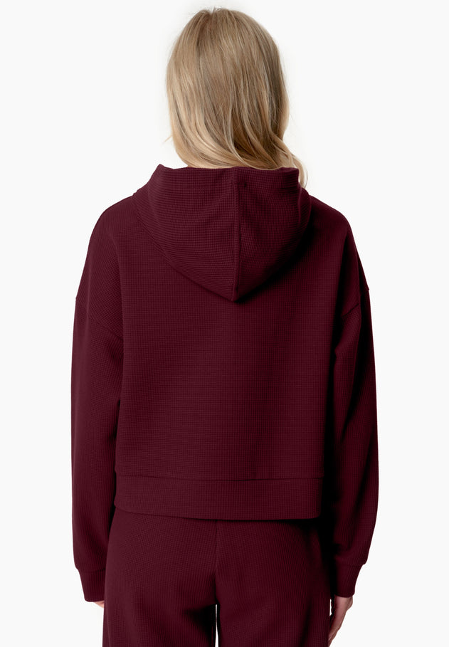Hanna Waffle Hoodie Bordeaux