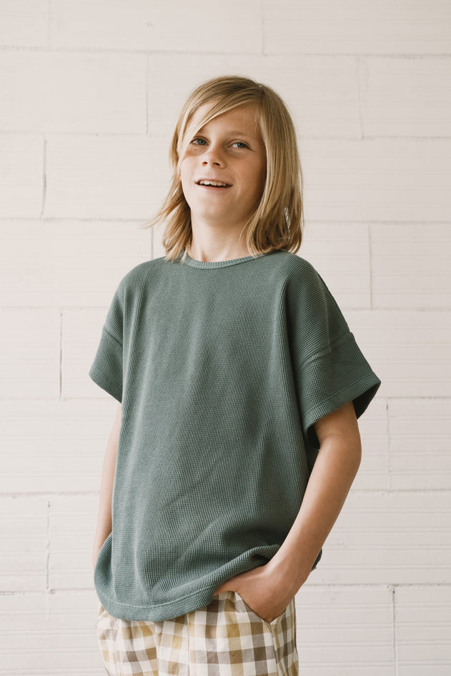 Kids' Haco Waffle Oversized T-Shirt Blue