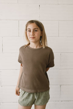 Kids' Haco Waffle Oversized T-Shirt Brown