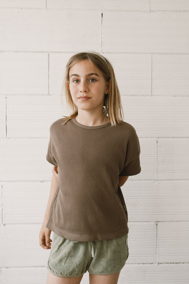 Kids' Haco Waffle Oversized T-Shirt Brown