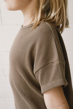 Kids' Haco Waffle Oversized T-Shirt Brown