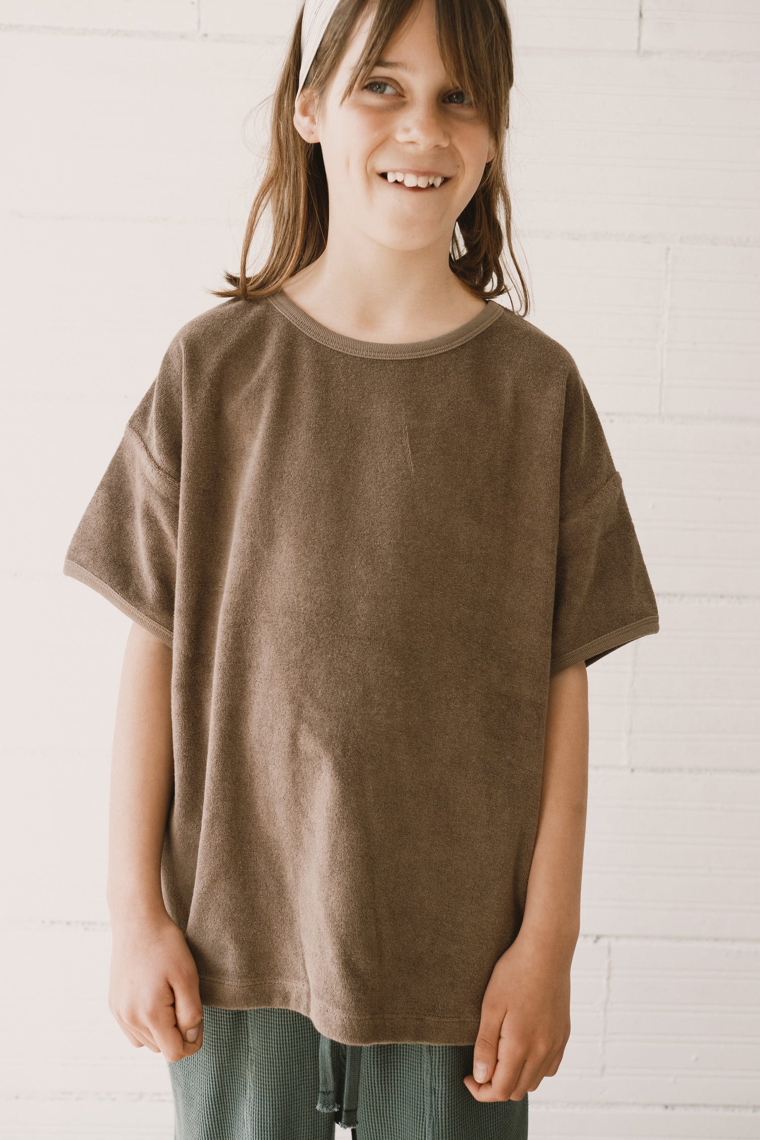 Kid's Harper Oversized Terry T-Shirt Brown
