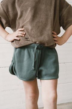 Kid's Huali Waffle Organic Cotton Shorts Blue