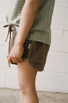 Kid's Huali Terry Shorts Brown