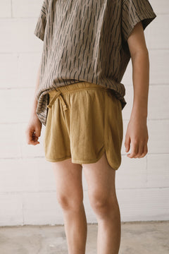 Kid's Huali Waffle Organic Cotton Shorts Mustard