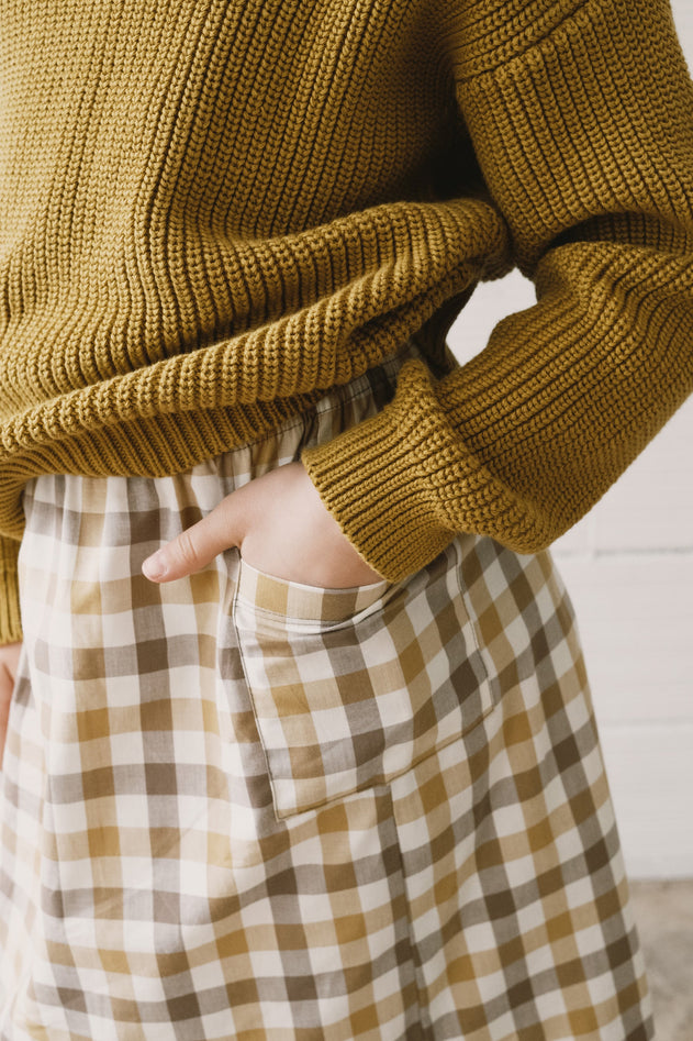 Kids' Hadiya Midi Skirt Yellow Vichy