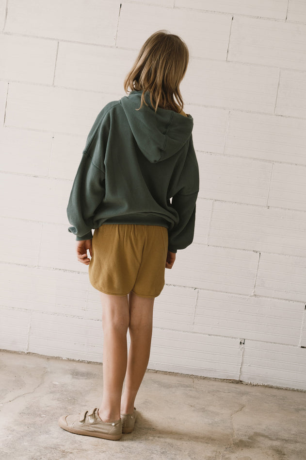 Kid's Helmi Waffle Hoodie Blue/Mustard