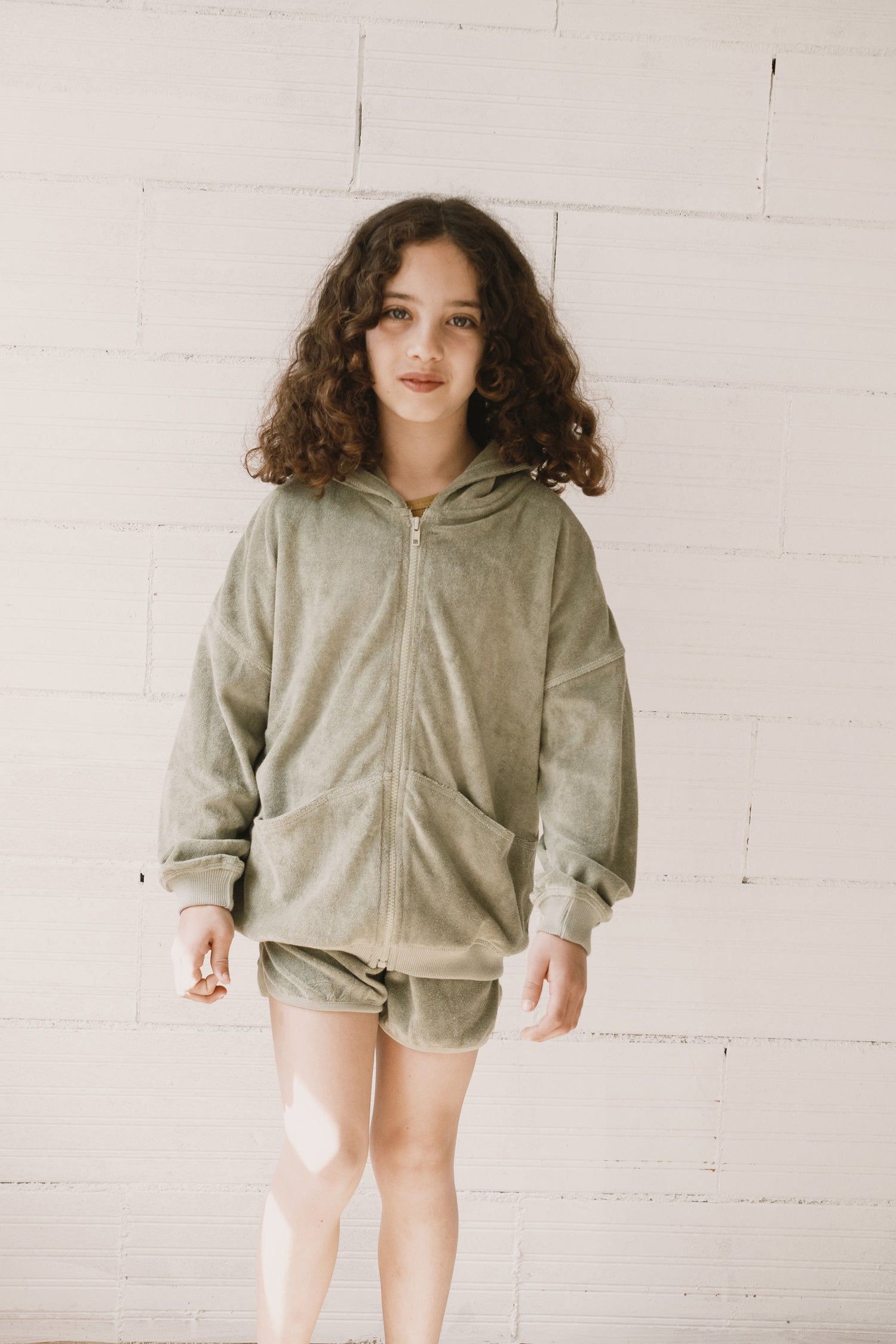Kid's Helmi Terry Hoodie Green