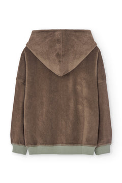 Kid's Helmi Terry Hoodie Brown/Green