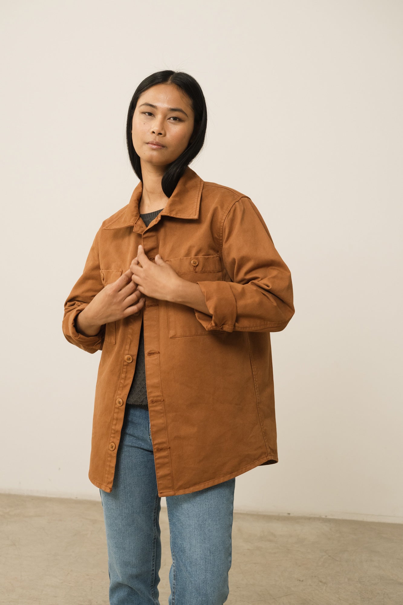 Helmut Unisex Organic Cotton Worker Overshirt Terracotta