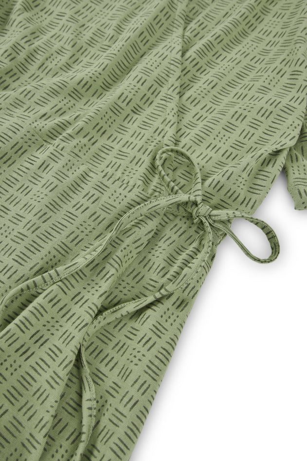 Helen Wrap Dress Green Wicker