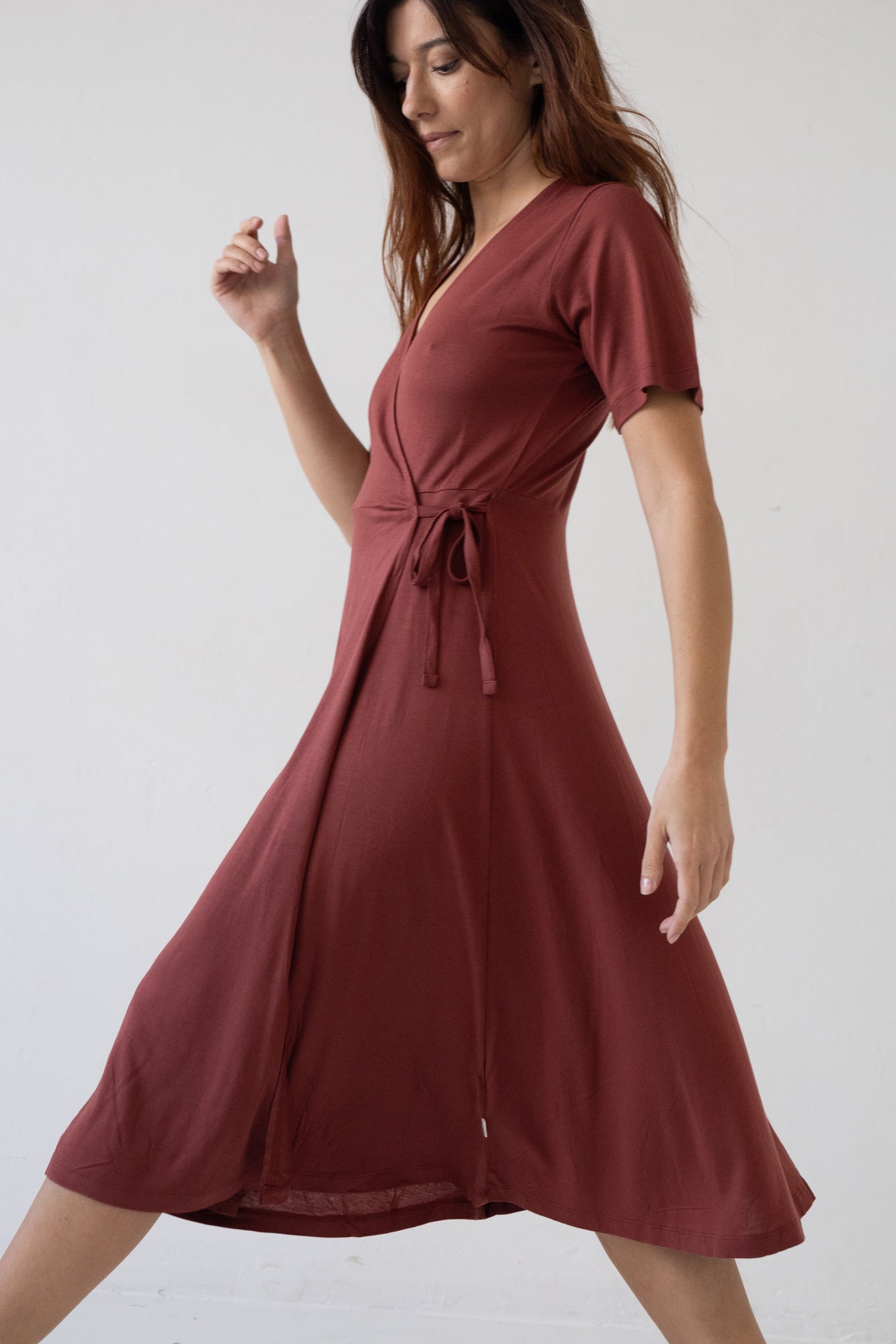 Helen Tencel Wrap Dress Red