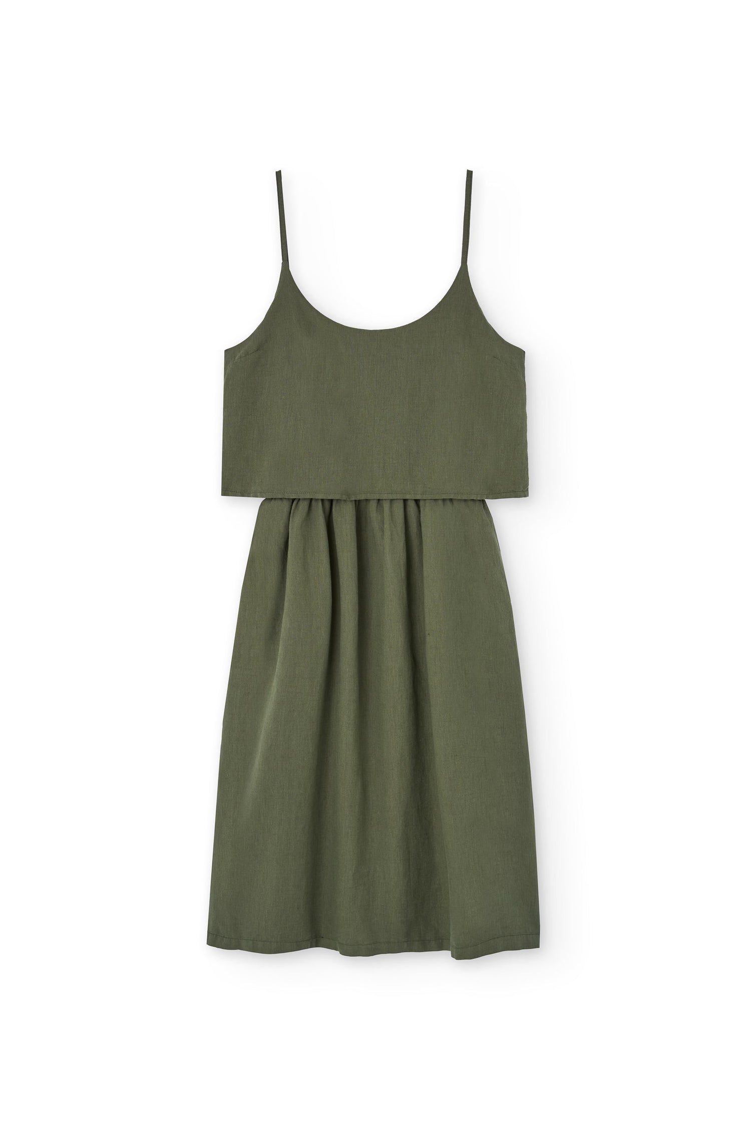 Henar Linen Blend Strap Dress Green