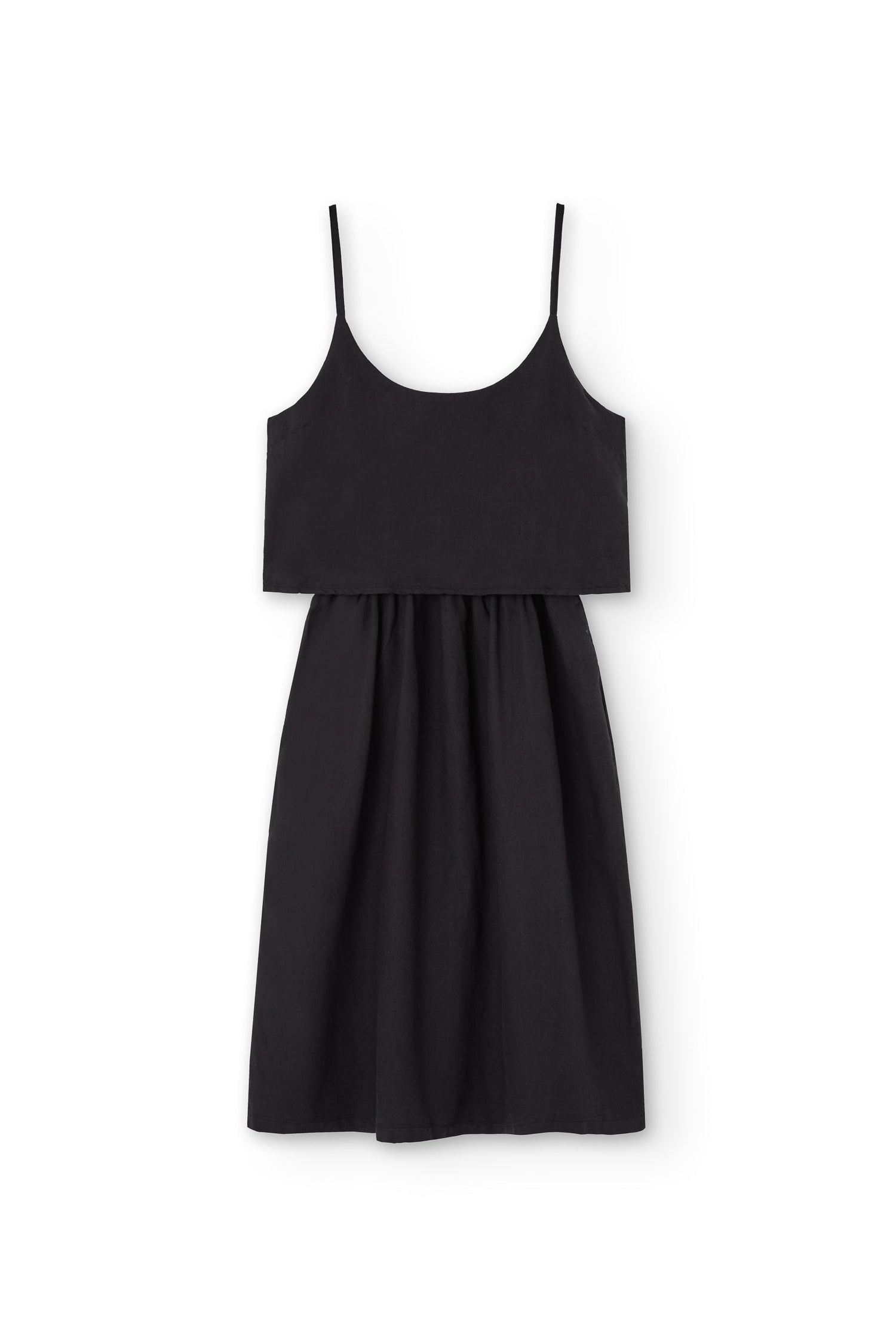 Henar Linen Blend Strap Dress Black
