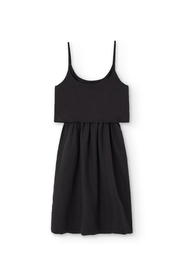 Henar Linen Blend Strap Dress Black