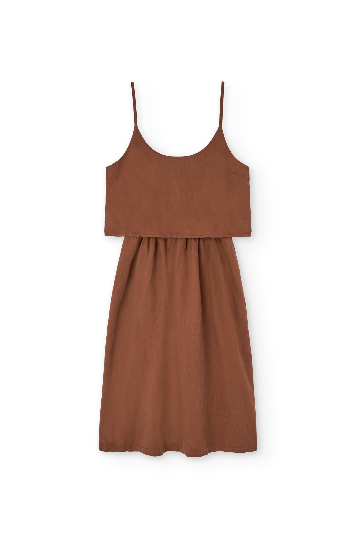 Henar Linen Blend Strap Dress Terracotta