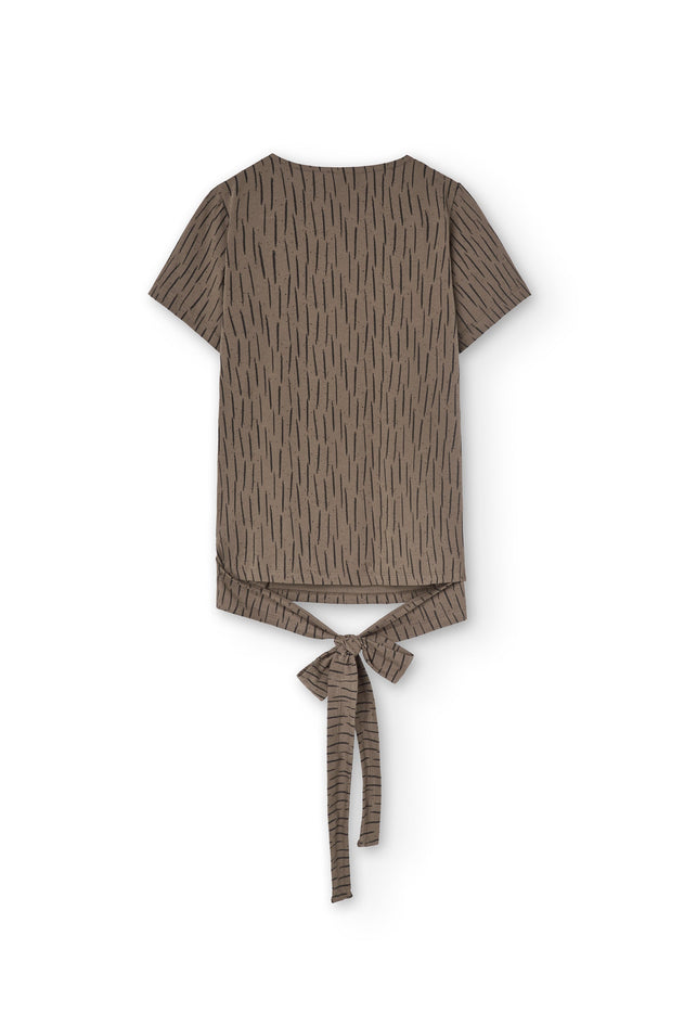 Hagne Wrap T-Shirt Bark Brown