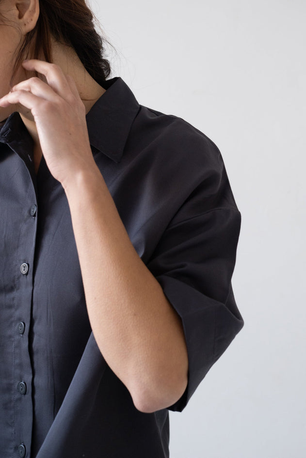 Hallow Tencel Oversized Shirt Black