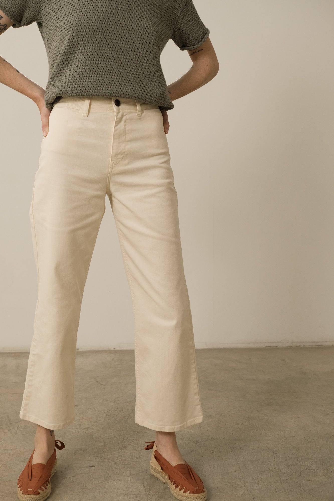 Hani Recycled Cotton Sailor Pants White