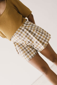 Hannia Organic Cotton Shorts Yellow Vichy